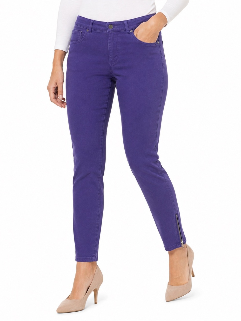 Chico’s So Slimming Purple Ankle Zip Skinny Jeans Size 0.5 US 10